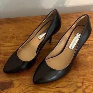 INC Black Leather Heels